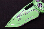 Heretic Knives Medusa Auto Limited Edition - Recurve Cerakoted & Hand Painted Blade / Toxic Green Cerakoted Aluminum Handle with Black Grip Inlays / CPM-Magnacut Steel H012-CS-TX - Northwest Knives