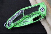 Heretic Knives Medusa Auto Limited Edition - Recurve Cerakoted & Hand Painted Blade / Toxic Green Cerakoted Aluminum Handle with Black Grip Inlays / CPM-Magnacut Steel H012-CS-TX - Northwest Knives
