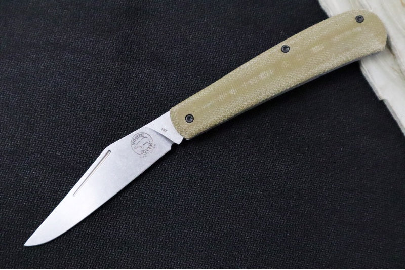 White River Knives Trailhead Trapper Slipjoint - Olive Drab Micarta Handle / Trapper Blade / CPM-S35VN Steel WRTHT-MOD - Northwest Knives