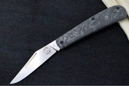 White River Knives Trailhead Trapper Slipjoint - Black Carbon Fiber Burl Handle / Trapper Blade / CPM-S35VN Steel WRTHT-CFB