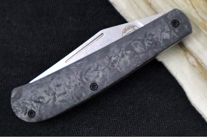 White River Knives Trailhead Trapper Slipjoint - Black Carbon Fiber Burl Handle / Trapper Blade / CPM-S35VN Steel WRTHT-CFB