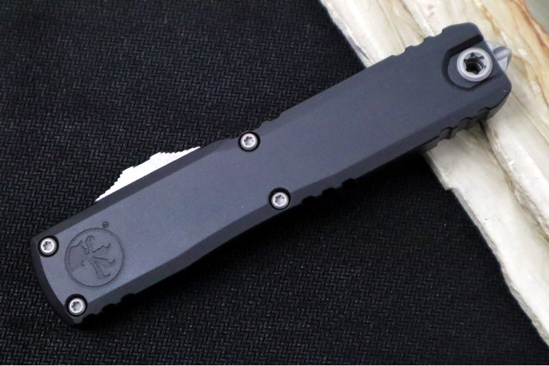 Microtech Ultratech ZBP (Zero Blade Play) OTF - Apocalyptic Finish / Tanto Blade / Black Anodized Aluminum Handle 1123-10AP