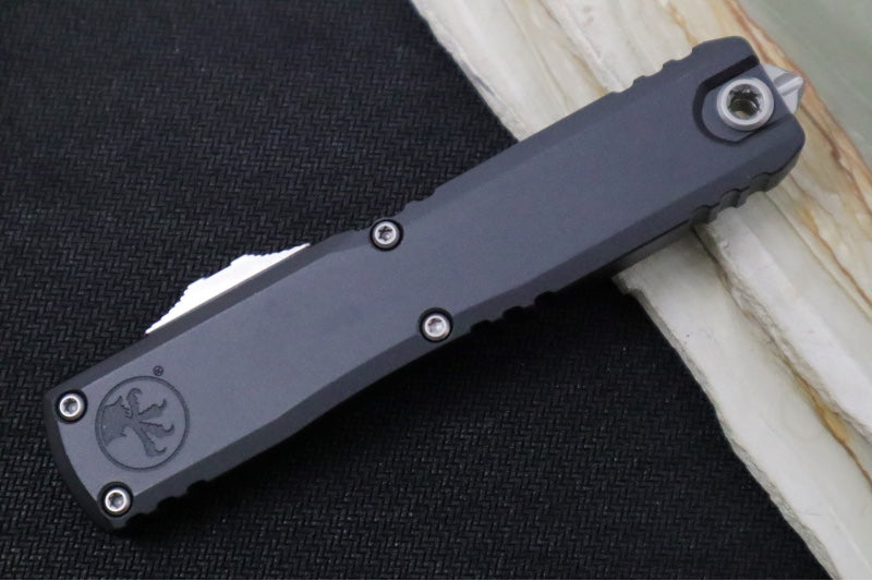 Microtech Ultratech ZBP (Zero Blade Play) OTF - Stonewashed Finish / Tanto Blade / Black Anodized Aluminum Handle 1123-10