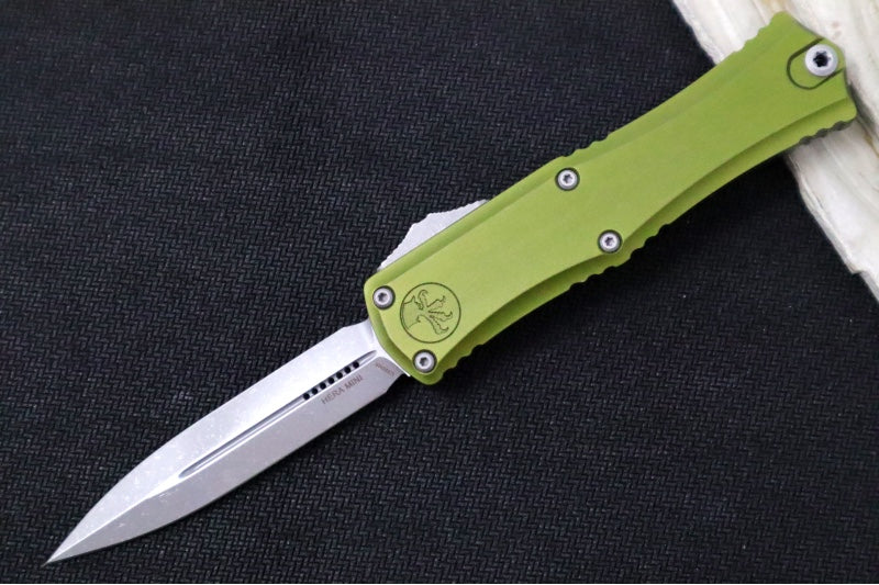 Microtech Mini Hera II OTF - Dagger Blade / Apocalyptic Finish / OD Green Anodized Aluminum Handle 1702M-10APOD - Northwest Knives