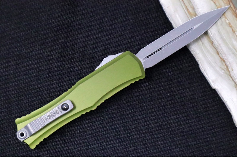 Microtech Mini Hera II OTF - Dagger Blade / Apocalyptic Finish / OD Green Anodized Aluminum Handle 1702M-10APOD - Northwest Knives