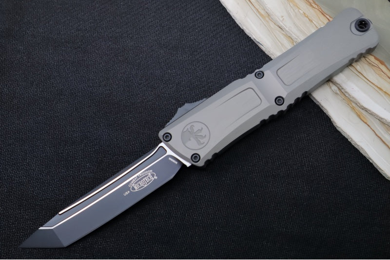 Microtech Combat Troodon OTF Gen III - Black Finish / Tanto Blade / Natural Clear Anodized Aluminum Handle 1144-1NC