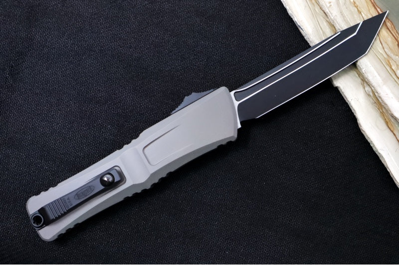 Microtech Combat Troodon OTF Gen III - Black Finish / Tanto Blade / Natural Clear Anodized Aluminum Handle 1144-1NC