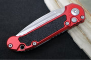 Microtech L.U.D.T Gen III - Stonewashed Finish / Partially Serrated Drop Point Blade / Red Aluminum Handle & Black Traction Tape Inlay - 1135-11RD - Northwest Knives