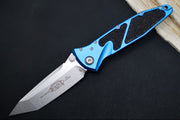 Microtech SOCOM Elite - Stonewash Finish / Tanto Blade / Blue Anodized Aluminum Handles w/ Black Inserts 161-10BL - Northwest Knives