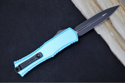 Microtech Mini Hera II OTF - Dagger Blade / Black Finish / Turquoise Anodized Aluminum Handle 1702M-1TQ