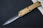 Microtech Mini Hera II OTF - Dagger Blade / Black Finish / Tan Anodized Aluminum Handle 1702M-1TA - Northwest Knives