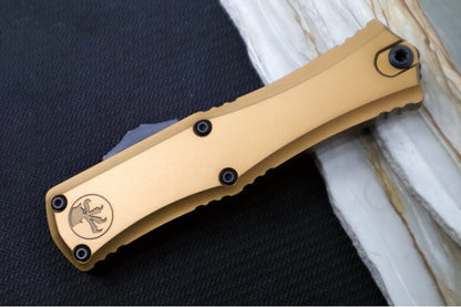 Microtech Mini Hera II OTF - Dagger Blade / Black Finish / Tan Anodized Aluminum Handle 1702M-1TA