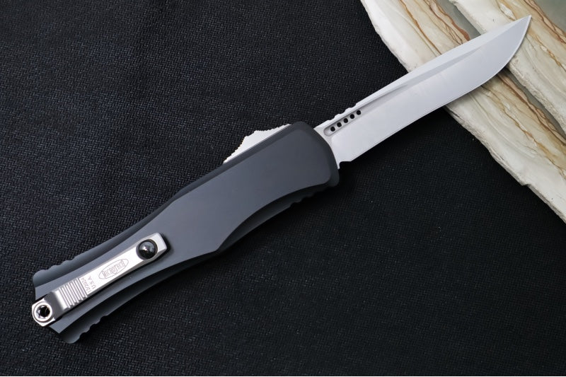Microtech Hera II OTF - Recurve Blade / Stonewash Finish / Black Anodized Aluminum Handle 1705-10 - Northwest Knives
