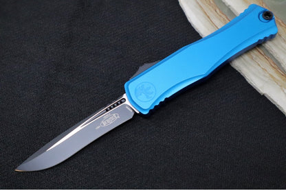 Microtech Hera II OTF - Recurve Blade / Black Finish / Blue Anodized Aluminum Handle 1705-1BL