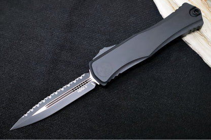 Microtech Hera II OTF Tactical - Fully Serrated Dagger Blade / Black Finish / Black Anodized Aluminum Handle & Black Hardware 1702-3T