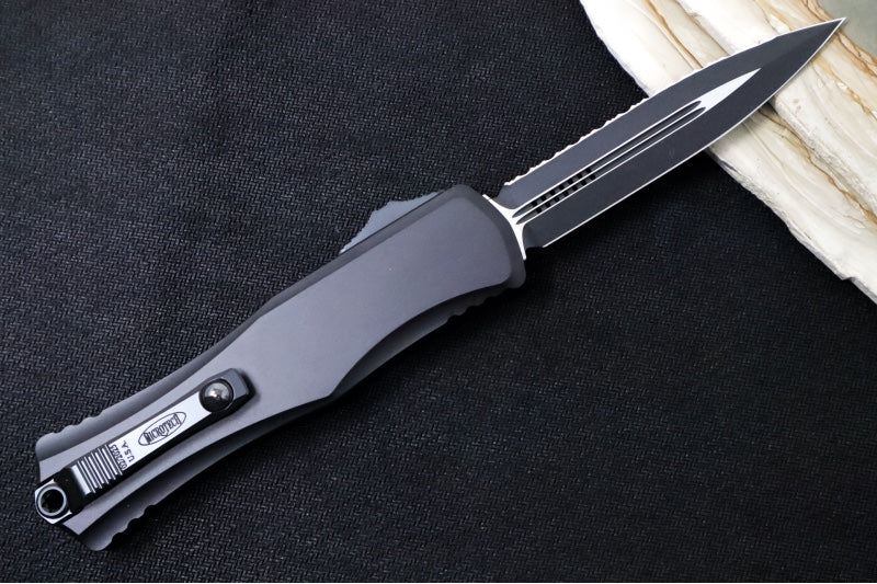 Microtech Hera II OTF Tactical - Fully Serrated Dagger Blade / Black Finish / Black Anodized Aluminum Handle & Black Hardware 1702-3T - Northwest Knives