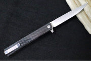Ocaso Knives Solstice Flipper - CPM-S35VN Steel / Straight Blade / Black Carbon Fiber Handle #10CFS - Northwest Knives