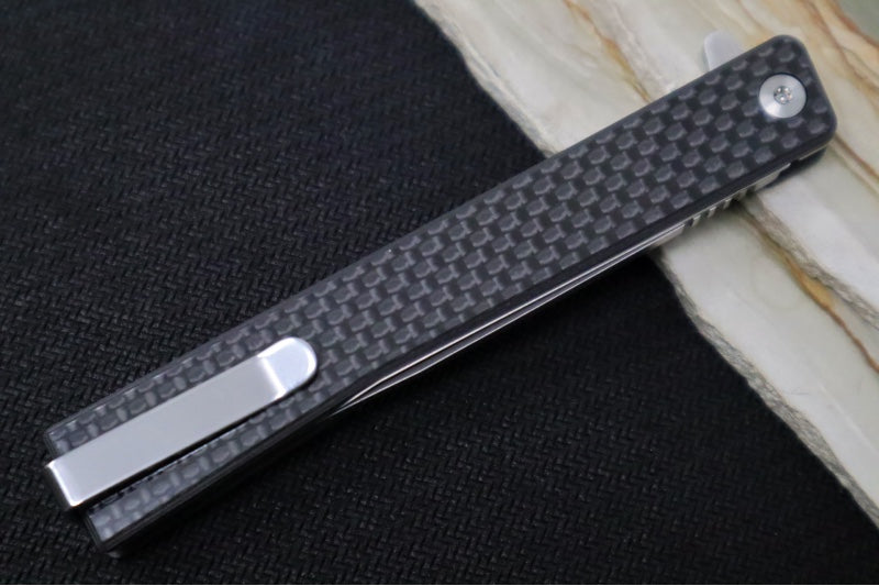 Ocaso Knives Solstice Flipper - CPM-S35VN Steel / Straight Blade / Black Carbon Fiber Handle #10CFS - Northwest Knives