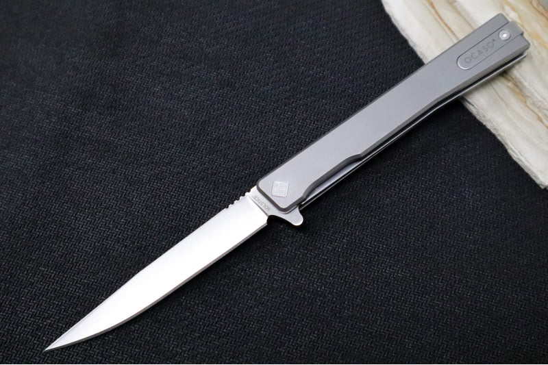 Ocaso Knives Solstice Flipper - CPM-S35VN Steel / Straight Blade / Full Titanium Handle #10CTS - Northwest Knives