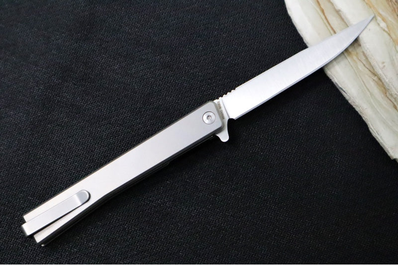 Ocaso Knives Solstice Flipper - CPM-S35VN Steel / Straight Blade / Full Titanium Handle #10CTS - Northwest Knives