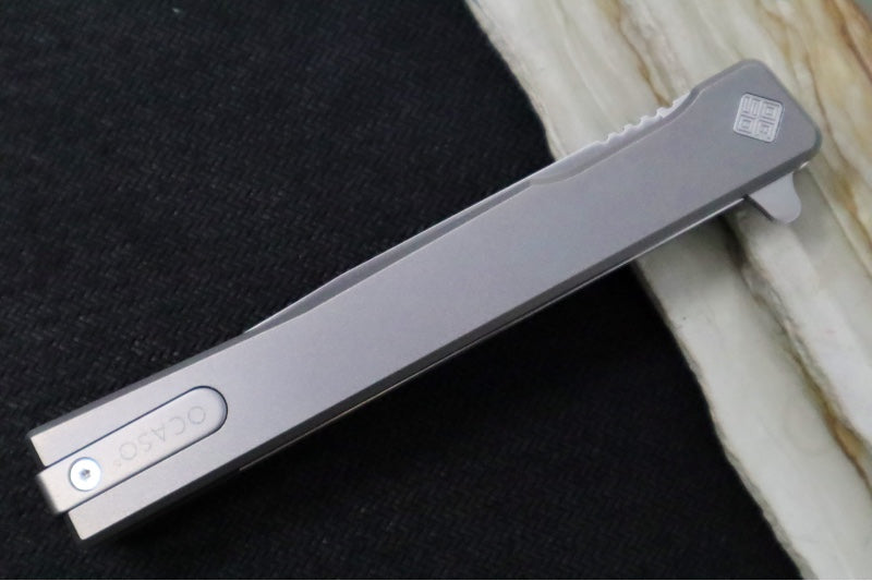 Ocaso Knives Solstice Flipper - CPM-S35VN Steel / Straight Blade / Full Titanium Handle #10CTS - Northwest Knives