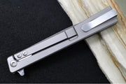 Ocaso Knives Solstice Damascus Flipper - Premium 120-layer Damascus Steel / Straight Blade / Dark Matter Red Carbon Fiber & Titanium Handle #101FR - Northwest Knives