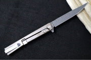 Ocaso Knives Solstice Damascus Flipper - Premium 120-layer Damascus Steel / Straight Blade / Dark Matter Bronze Carbon Fiber & Bronzed Anodized Titanium Handle #101FG - Northwest Knives