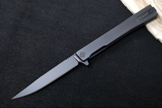 Ocaso Knives Solstice Flipper - CPM-S35VN Steel / Black PVD Finished Straight Blade / Black Anodized Full Titanium Handle #10CTB