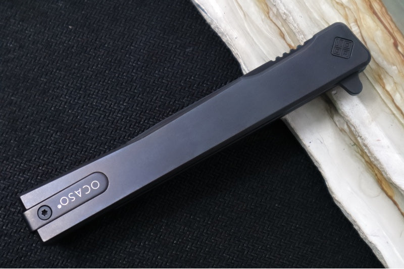 Ocaso Knives Solstice Flipper - CPM-S35VN Steel / Black PVD Finished Straight Blade / Black Anodized Full Titanium Handle #10CTB - Northwest Knives