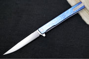 Ocaso Knives Anodized Solstice Flipper - CPM-S35VN Steel / Satin Finished Straight Blade / Anodized Full Titanium Handle #10DBS - Northwest Knives
