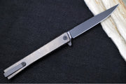 Ocaso Knives Engraved Solstice Flipper - CPM-S35VN Steel / Black PVD Coated Straight Blade / Engraved Full Titanium Handle #10ETB - Northwest Knives
