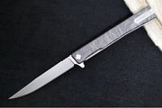 Ocaso Knives Engraved Solstice Flipper - CPM-S35VN Steel / Satin Finished Straight Blade / Engraved Full Titanium Handle #10ETS - Northwest Knives