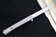Ocaso Knives Engraved Scroll Solstice Flipper - CPM-S35VN Steel / Satin Finished Straight Blade / Scroll Engraved Full Titanium Handle #10ESS - Northwest Knives
