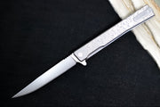 Ocaso Knives Engraved Scroll Solstice Flipper - CPM-S35VN Steel / Satin Finished Straight Blade / Scroll Engraved Full Titanium Handle #10ESS - Northwest Knives
