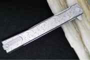 Ocaso Knives Engraved Scroll Solstice Flipper - CPM-S35VN Steel / Satin Finished Straight Blade / Scroll Engraved Full Titanium Handle #10ESS - Northwest Knives