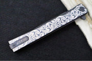 Ocaso Knives Engraved Scroll Solstice Flipper - CPM-S35VN Steel / Black PVD Straight Blade / Scroll Engraved Full Titanium Handle #10ESB - Northwest Knives