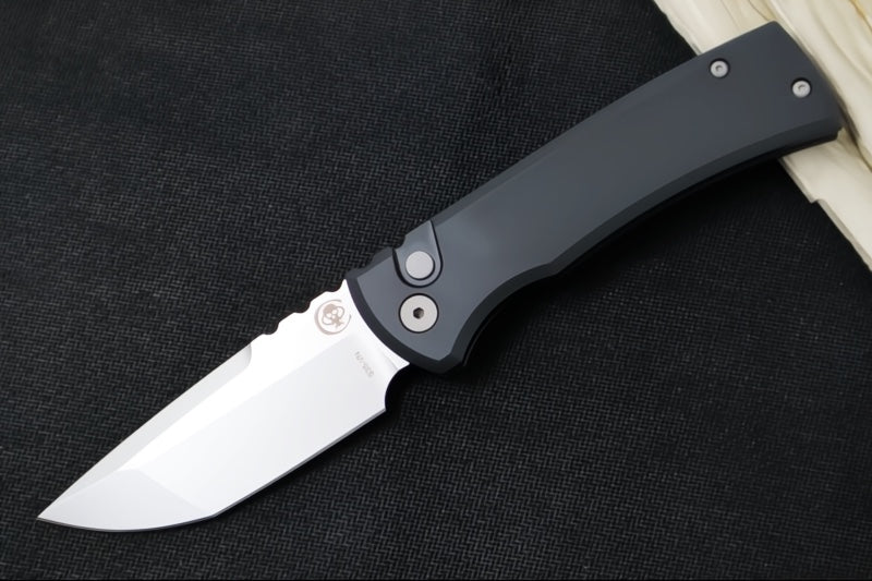 Chaves Knives Redencion Auto -Black Anodized Aluminum Handle / Stonewashed Finish / Tanto Blade / CPM-S35VN Steel