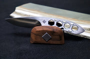 Ocaso Knives Duo Desk Knife - Japanese 420J2 Stainless Steel / Satin Finish / Walnut and Stainless Steel Stand - Northwest Knives