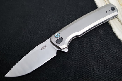 Zero Tolerance 0044 Button Lock Flipper - CPM-S45VN Steel / Satin Finish / Full Titanium Handle