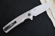 Zero Tolerance 0044 Button Lock Flipper - CPM-S45VN Steel / Satin Finish / Full Titanium Handle - Northwest Knives