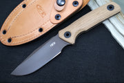 Zero Tolerance 0004 Fixed Blade - CPM-Cruwear Steel / Dark Bronze Cerakote / Natural Brown Canvas Micarta Handle - Northwest Knives