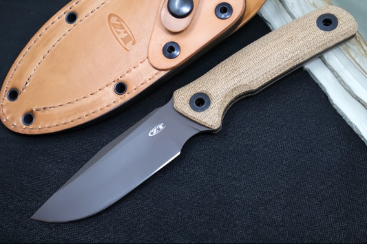 Zero Tolerance 0004 Fixed Blade - CPM-Cruwear Steel / Dark Bronze Cerakote / Natural Brown Canvas Micarta Handle