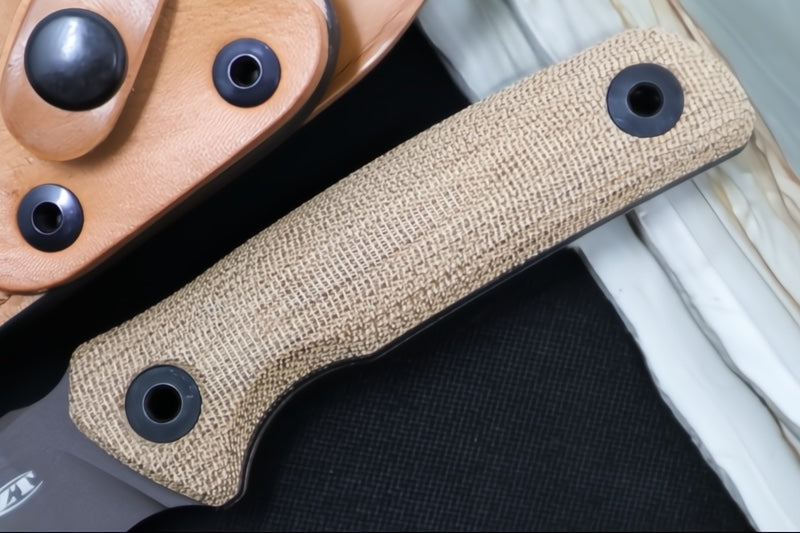 Zero Tolerance 0004 Fixed Blade - CPM-Cruwear Steel / Dark Bronze Cerakote / Natural Brown Canvas Micarta Handle - Northwest Knives