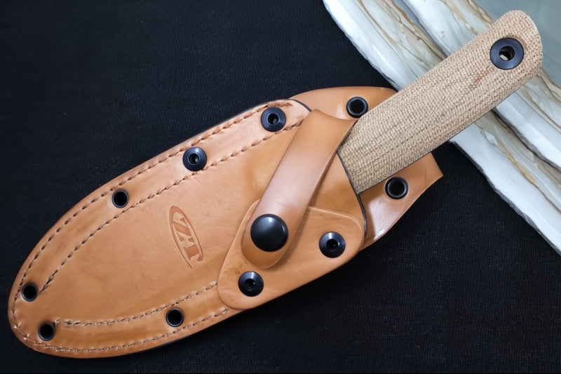 Zero Tolerance 0004 Fixed Blade - CPM-Cruwear Steel / Dark Bronze Cerakote / Natural Brown Canvas Micarta Handle - Northwest Knives