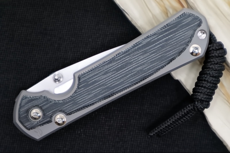 Chris Reeve Knives Small Sebenza 31 Glass Blasted LEFT HAND - Drop Point / Black Canvas Micarta Inlay / CPM-Magnacut Steel S31-1653