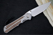 Chris Reeve Knives Large Inkosi Glass Blasted LEFT HAND - Drop Point Blade / CPM-Magnacut Steel / Glass Blasted Titanium Handle with Natural Micarta Inlay LIN-1119 - Northwest Knives