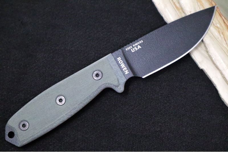 Esee Knives Model 3 - Black Canvas Micarta Handle / 1095 Steel / Black Textured Powdered Blade / Black Molded Polymer Sheath 3P-B - Northwest Knives