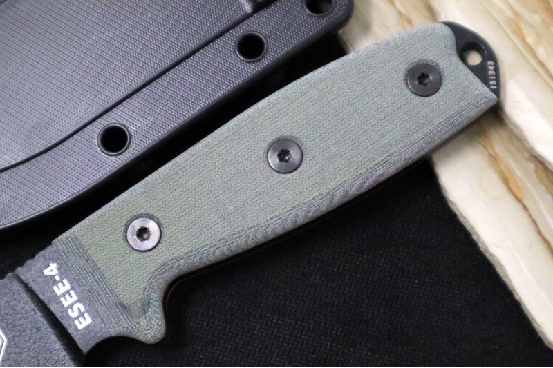 Esee Knives Model 4 - 3D Black Canvas Micarta Handle / 1095 Steel / Black Textured Powdered Coated Blade / Black Molded Polymer Sheath 4P-B - Northwest Knives