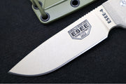 Esee Knives Model 4 - 3D Tan Canvas Micarta Handle / 1095 Steel / Tan Textured Powdered Coated Blade / OD Green Molded Polymer Sheath 4P-DT - Northwest Knives