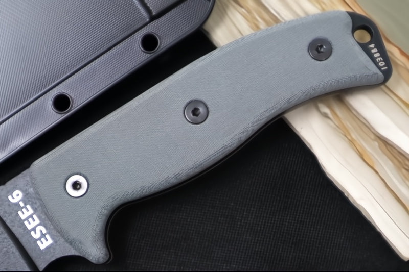 Esee Knives Model 6 - Black Canvas Micarta Handle / 1095 Steel / Black Textured Powdered Blade / Black Molded Polymer Sheath 6P-B - Northwest Knives